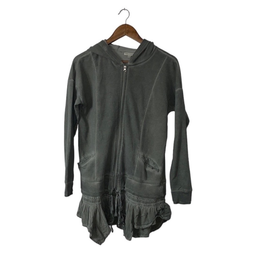 Earthbound Trading Co Sweatshirt Olive Green Ruffle Boho Hippie Gypsy Size Small